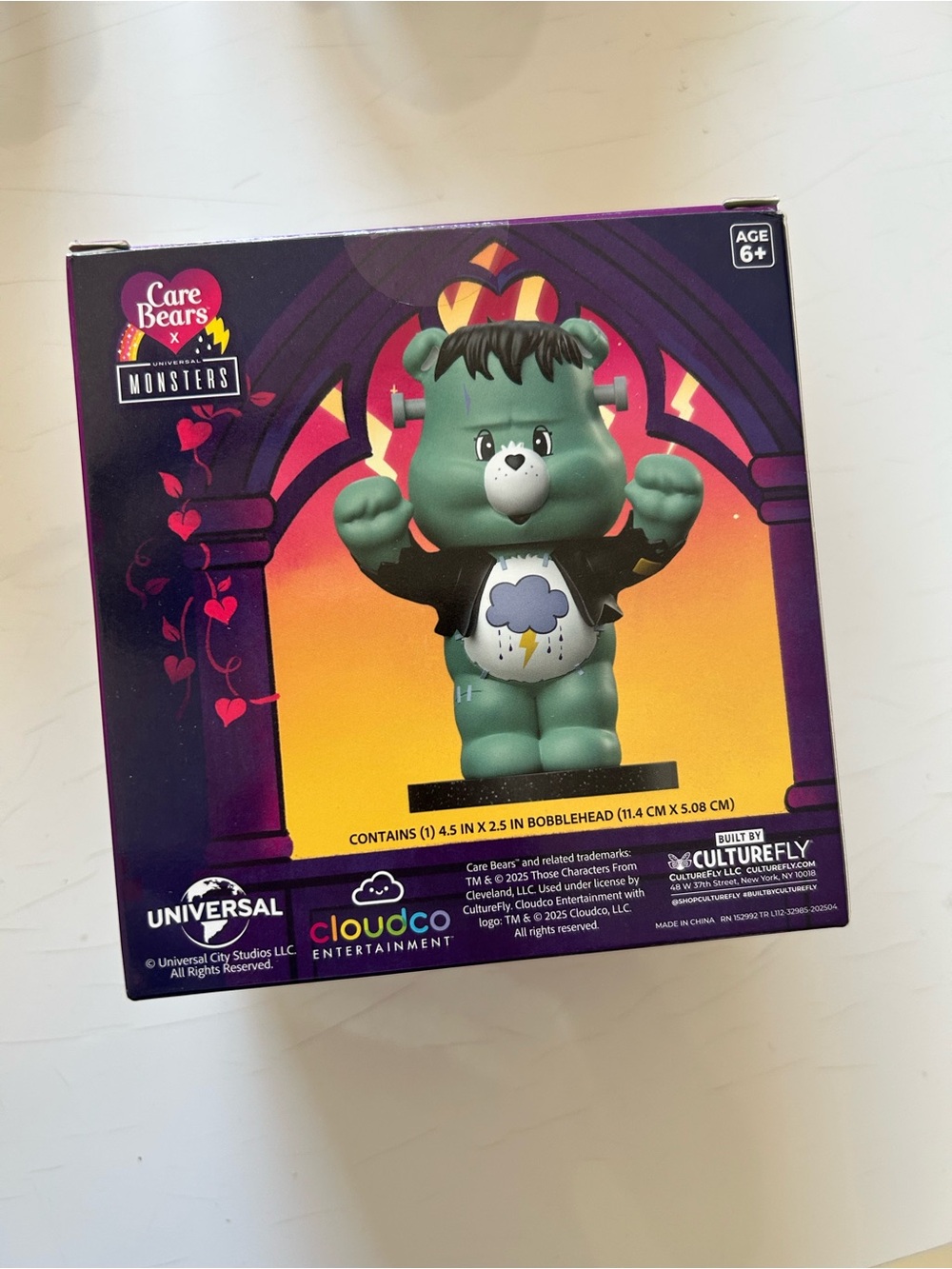 ⭐️ NEW Care Bears x Monsters Grumpy Bear Frankenstein Bear Green Bobblehead